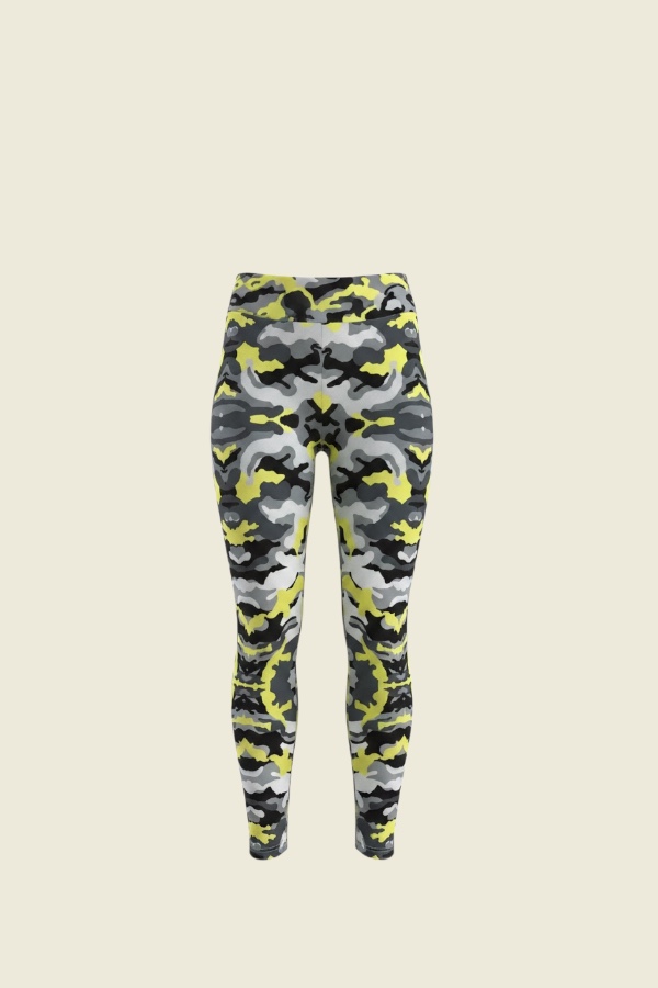 Calza Outlet Estampado Camuflaje Amarillo y Gris Sublimado Niña