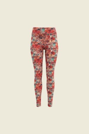 Calza Outlet Estampado Geométrico Naranjo Lycra Brasilera Talla M